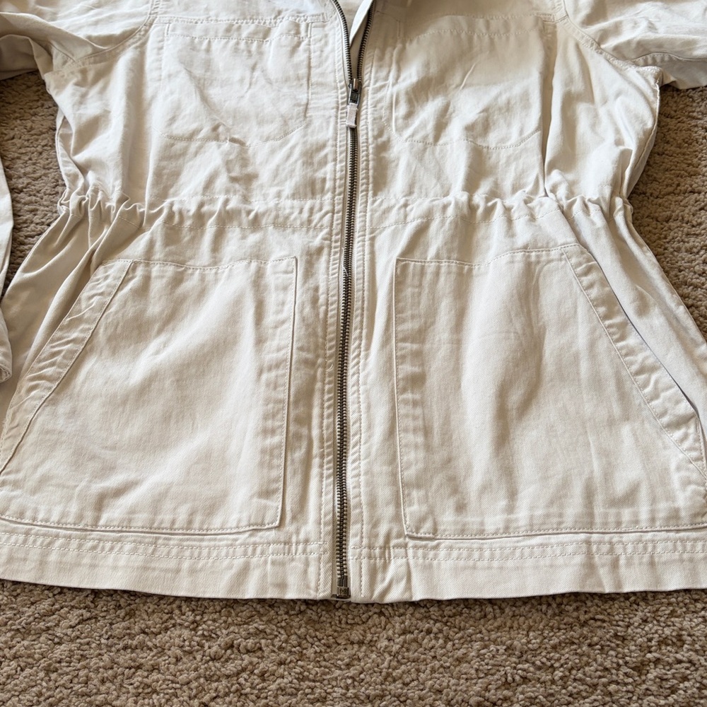 GAP Beige Cream Utility jacket size Small Cotton pockets drawstring waist - Picture 7 of 13
